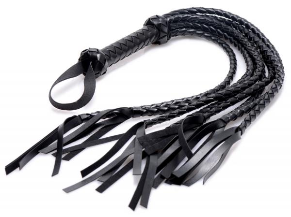 8 Tail Braided Flogger Black Leather-STRICT-Sexual Toys®