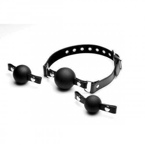 Strict Interchangeable Silicone Ball Gag Set Black-STRICT-Sexual Toys®