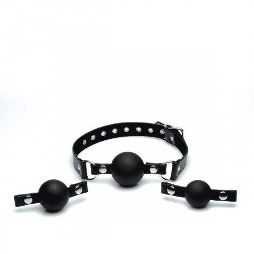 Strict Interchangeable Silicone Ball Gag Set Black-STRICT-Sexual Toys®