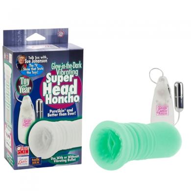 Sue Johanson Glow In The Dark Vibrating Super Head Honcho Masturbator-blank-Sexual Toys®