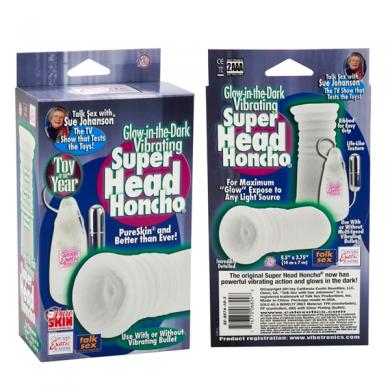 Sue Johanson Glow In The Dark Vibrating Super Head Honcho Masturbator-blank-Sexual Toys®