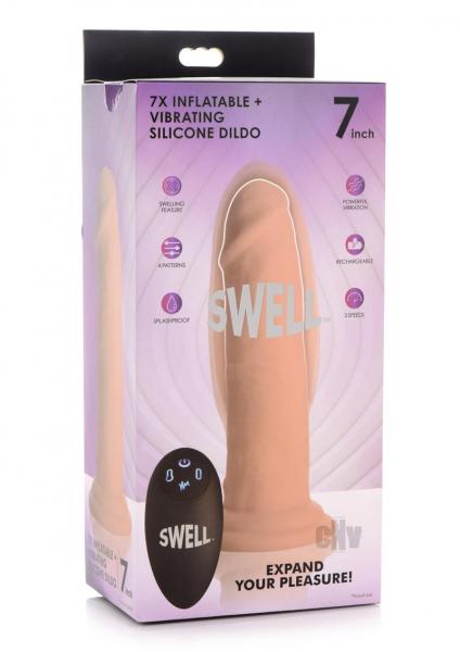 7x Inflatable And Vibrating Remote Control Silicone Dildo - 7 Inch-Swell-Sexual Toys®