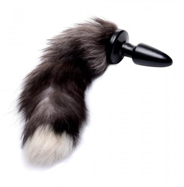 Tailz Grey Fox Tail Faux Fur Anal Plug Black White-Tailz-Sexual Toys®