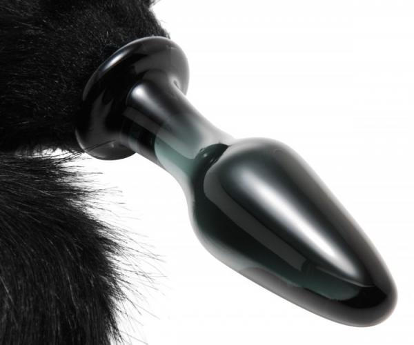 Tailz Midnight Fox Glass Butt Plug With Tail Black-Tailz-Sexual Toys®