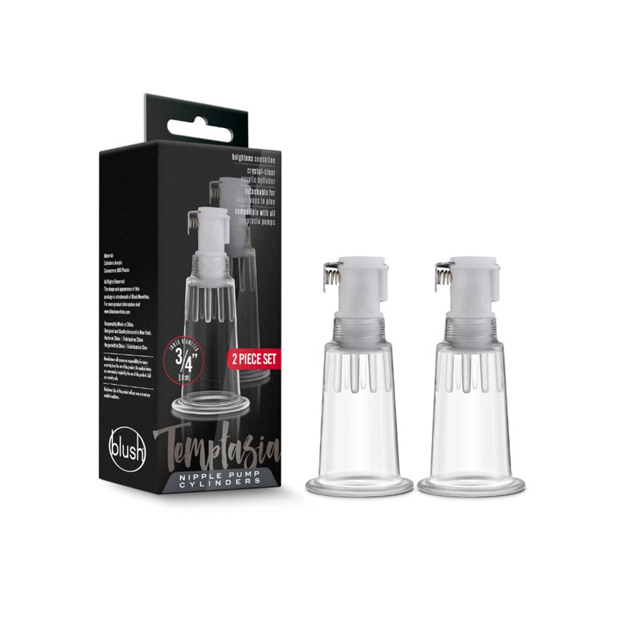 Temptasia - Nipple Pumping Cylinders - Set Of 2 (0.75in Diameter) - Clear-Blush-Sexual Toys®