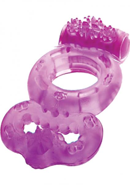 The Macho Double Ring Clitoral And Testicular Stimulation Vibrating Cockring Waterproof Purple-blank-Sexual Toys®