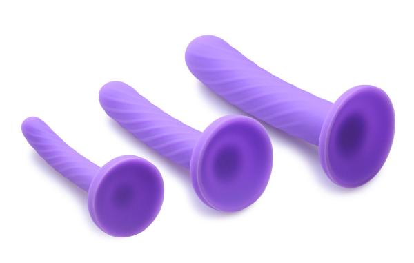 Tri-Play Silicone Dildo 3 Piece Set Purple-Strap U-Sexual Toys®