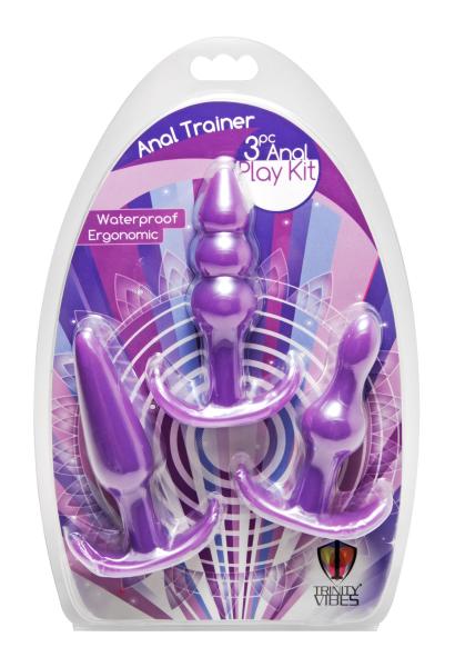 3 Piece Anal Play Kit Purple Butt Plugs-Trinity Vibes-Sexual Toys®
