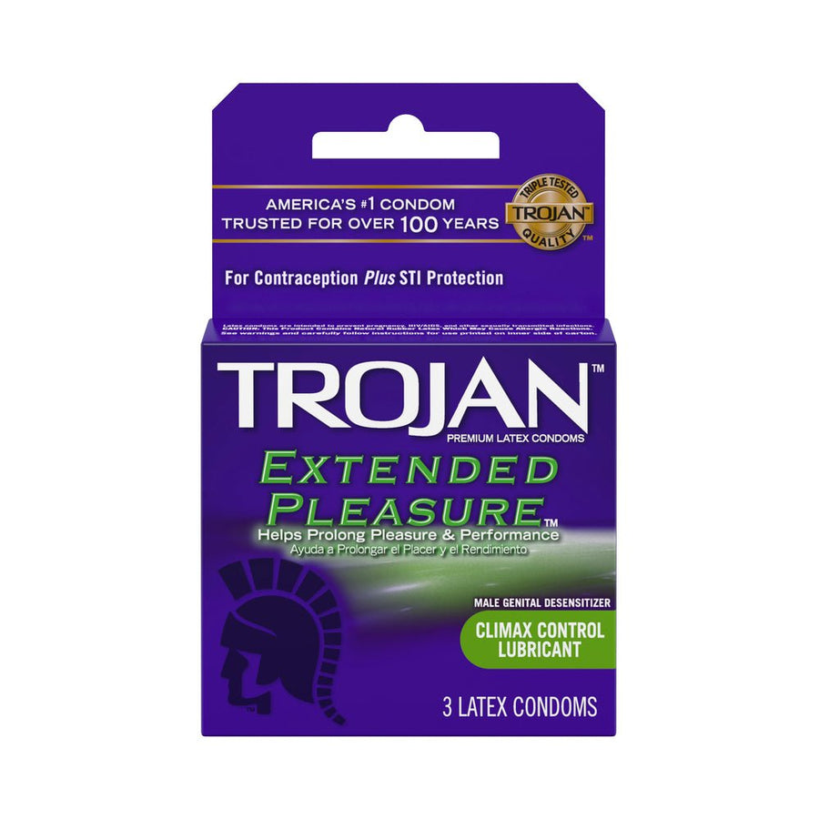 Trojan Extended Pleasure Latex Condom Box Of 3-blank-Sexual Toys®