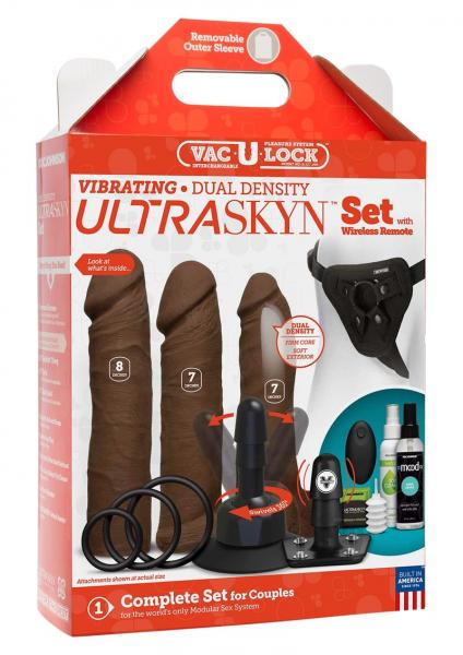 Vac-U-Lock Vibrating Ultraskyn Couples Set with Remote - Brown-blank-Sexual Toys®