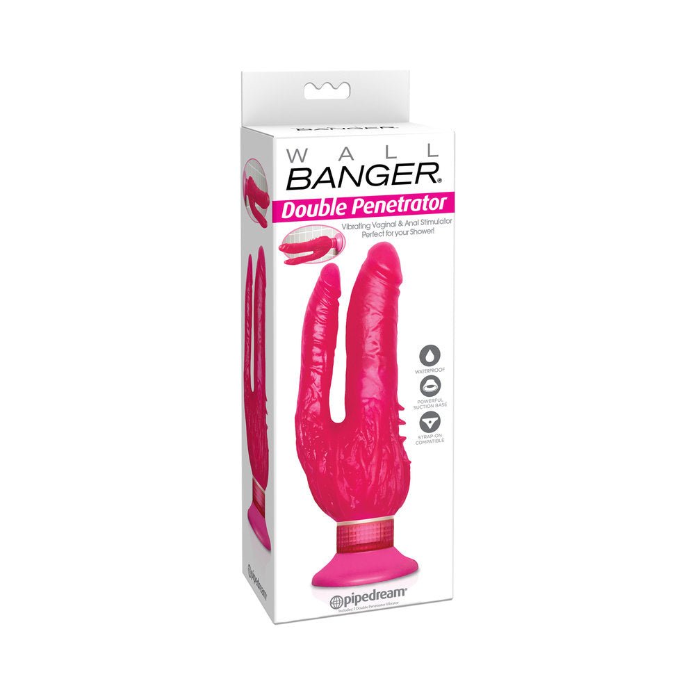 Waterproof Wall Bangers Double Penetrator Pink Suction Cup-Pipedream-Sexual Toys®