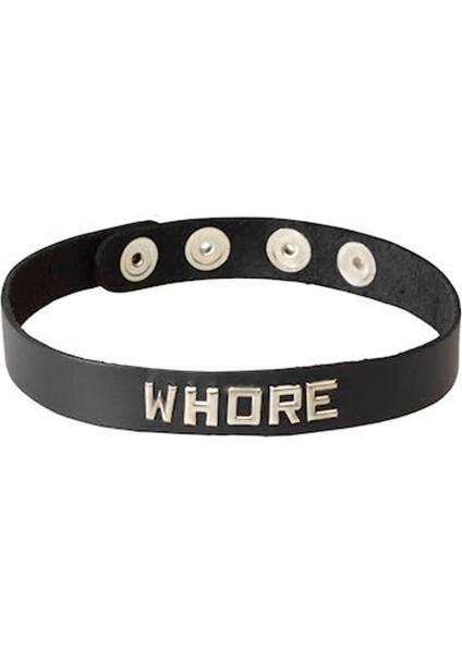 Wordband Collar Whore Black Leather-Spartacus-Sexual Toys®