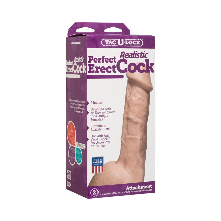 Vac-U-Lock 7&quot; Realistic Perfect Erect Cock - Beige