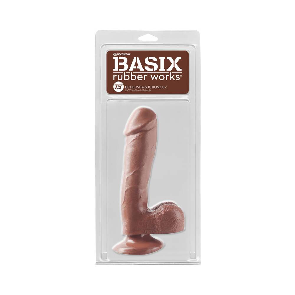 Basix Rubber Works 7.5 Inch Dong With Suction Cup  - Flesh