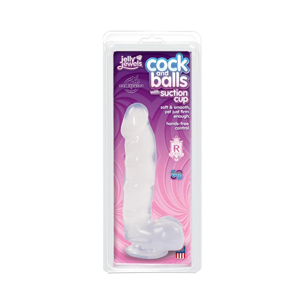 Jelly Jewels Cock And Balls With Suction Cup 8 Inch