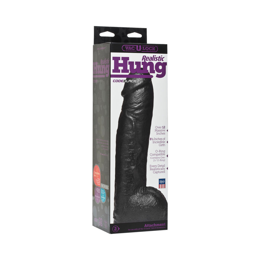 Vac U Lock Code Black Realistic Hung Dildo