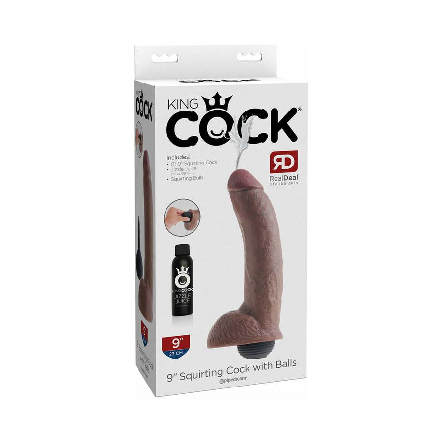 King Cock 9 inches Squirting Dildo Brown