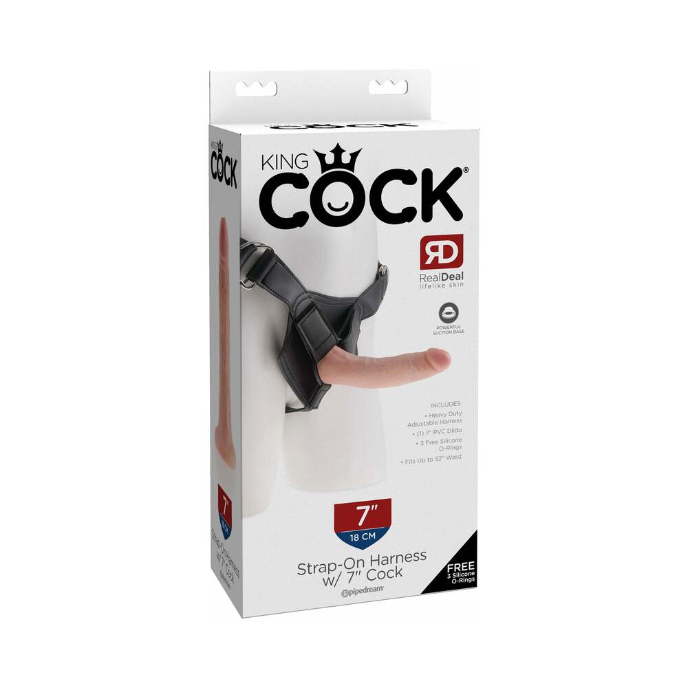 King Cock Strap On Harness 7 Inches Cock Beige