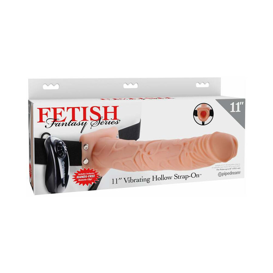 Fetish Fantasy 11 inches Vibrating Hollow Strap On Beige