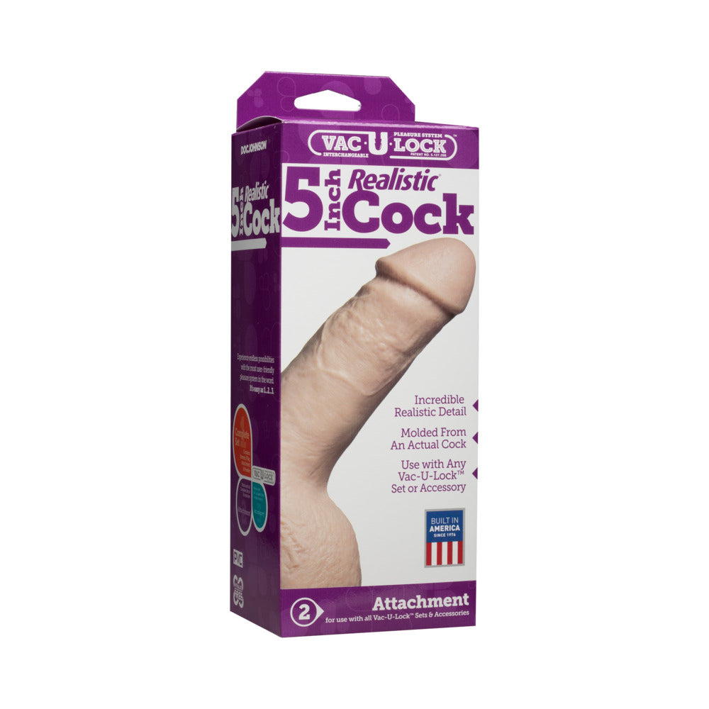 Vac-U-Lock 5 Inch Realistic Dong Beige