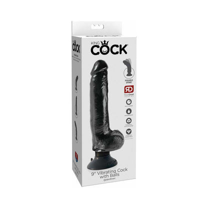 King Cock 9 inches Vibrating Dildo with Balls Black