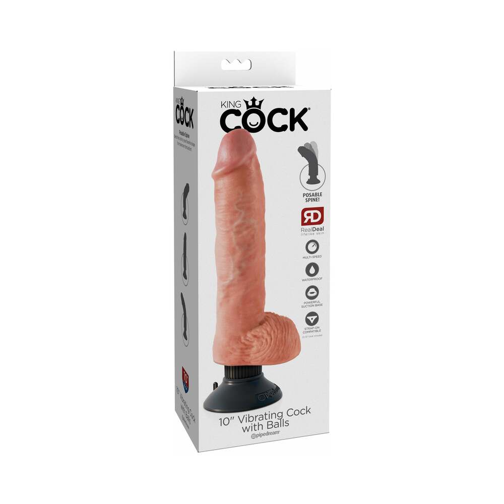 King Cock 10In Vibrating Cock W/Balls