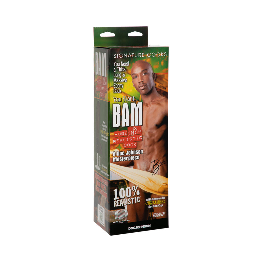 Bam Huge Realistic Cock 13 Inch - Brown