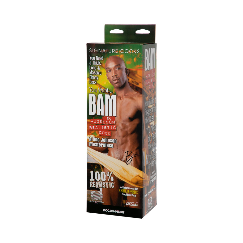 Bam Huge Realistic Cock 13 Inch - Brown