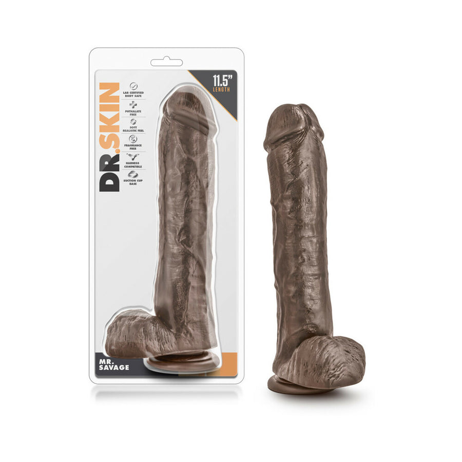 Dr. Skin Mr. Savage 11.5 Dildo With Suction Cup - Chocolate