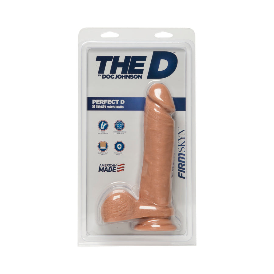 The D The Perfect D 8 inches Dildo with Balls Beige