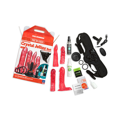 Vac-U-Lock Vibrating Crystal Jellies Set With Remote - Pink