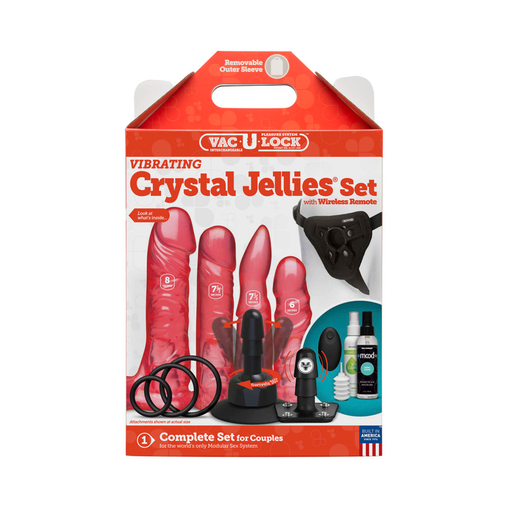 Vac-U-Lock Vibrating Crystal Jellies Set With Remote - Pink