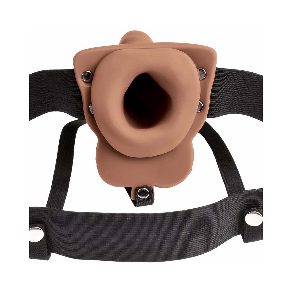 Fetish Fantasy 6in Hollow Rechargeable Strap-on With Balls, Tan