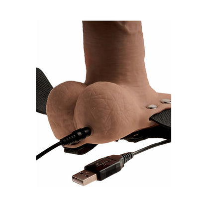 Fetish Fantasy 6in Hollow Rechargeable Strap-on With Balls, Tan