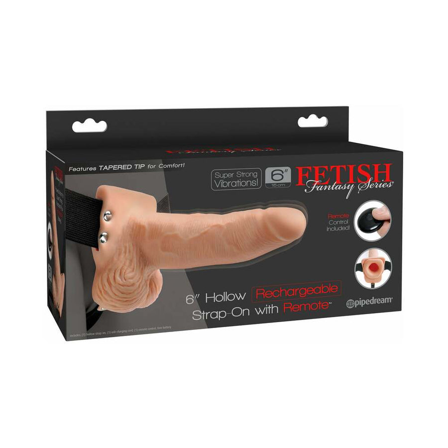 Fetish Fantasy 6in Hollow Rechargeable Strap-on With Remote, Flesh