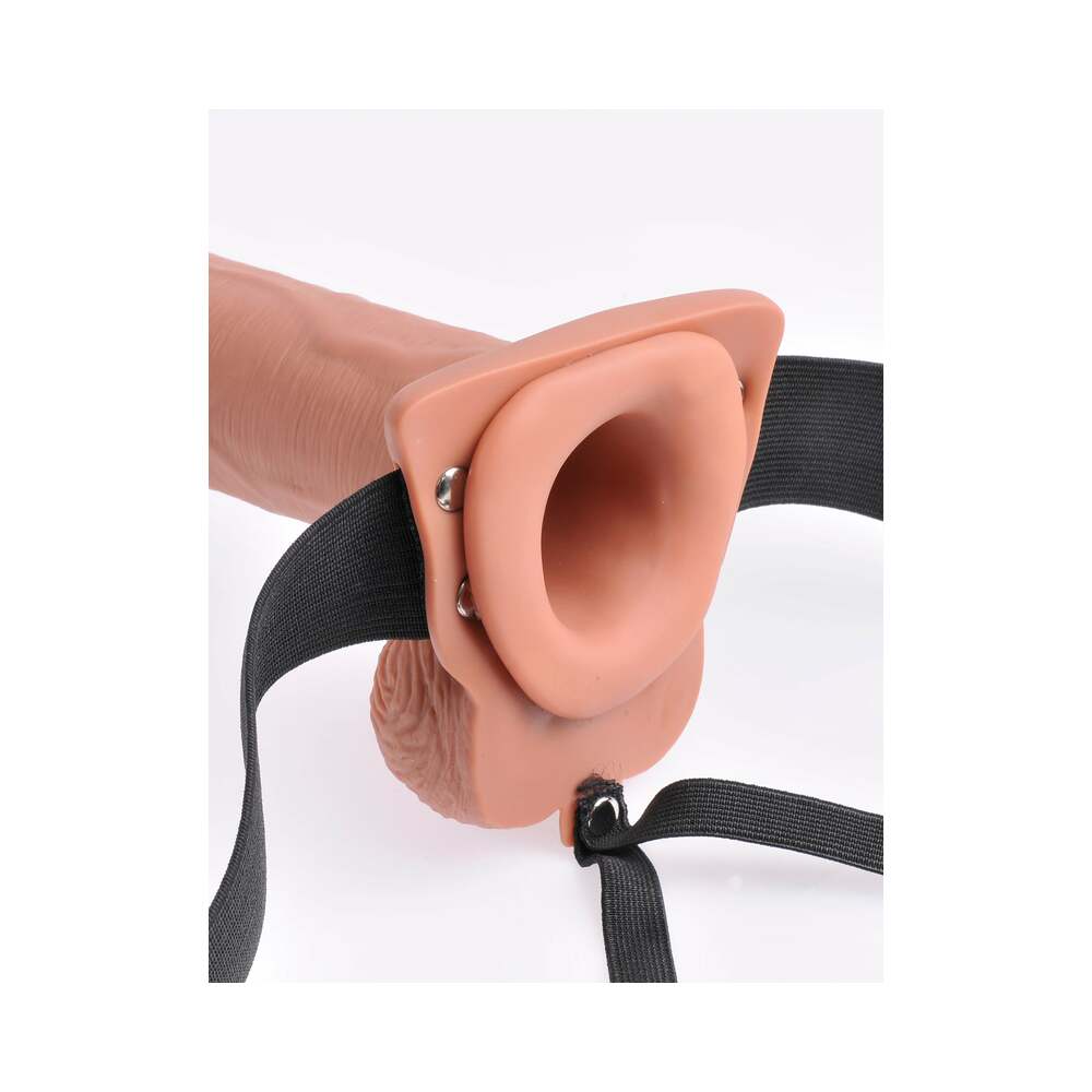 Fetish Fantasy Series 10 Hollow Rechargeable Strap-on With Remote - Tan