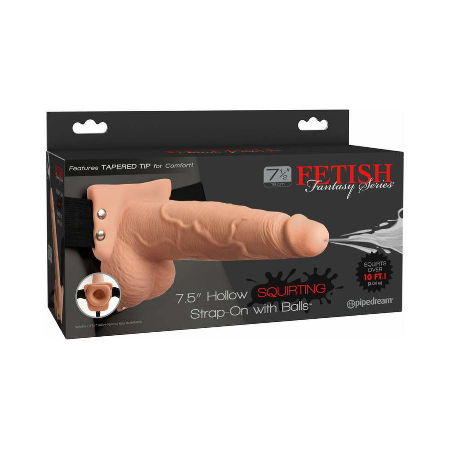 Fetish Fantasy 7.5in Hollow Squirting Strap-on With Balls, Flesh