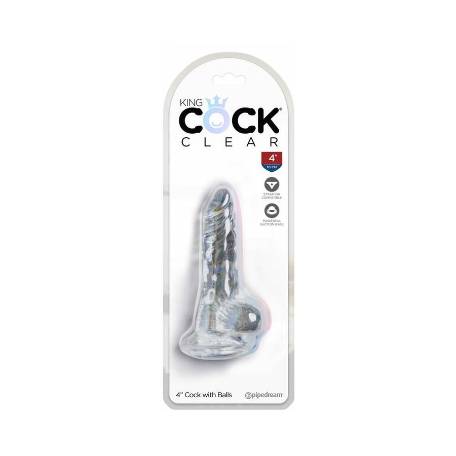 King Cock Clear 4in Cock with Balls