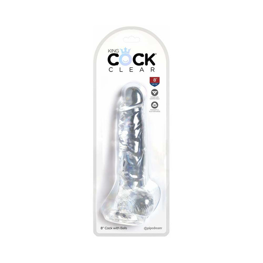 King Cock Clear 8in Cock with Balls