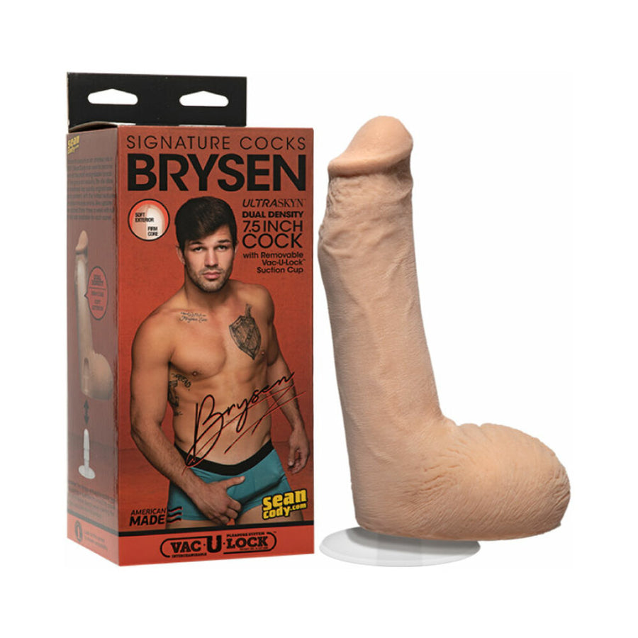 Signature Cocks Brysen 7.5 Inch Ultraskyn Cock With Removable Vac-u-lock Suction Cup Vanilla