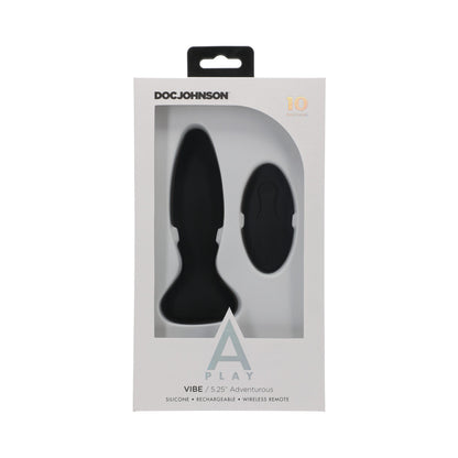 A Play Rechargeable Silicone Adventurous Anal Plug W/Remote - Black