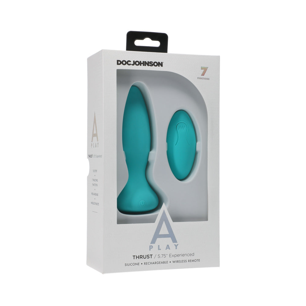 A Play Thrust Experienced Rechargeable Silicone Anal Plug W/Remote - Teal