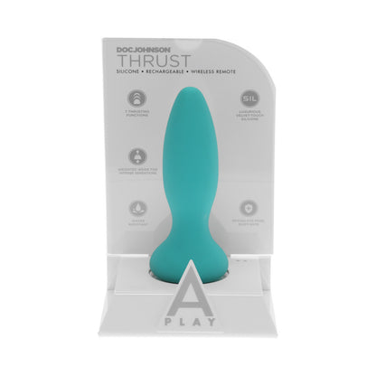 A Play Thrust Experienced Rechargeable Silicone Anal Plug w/Remote - Teal
