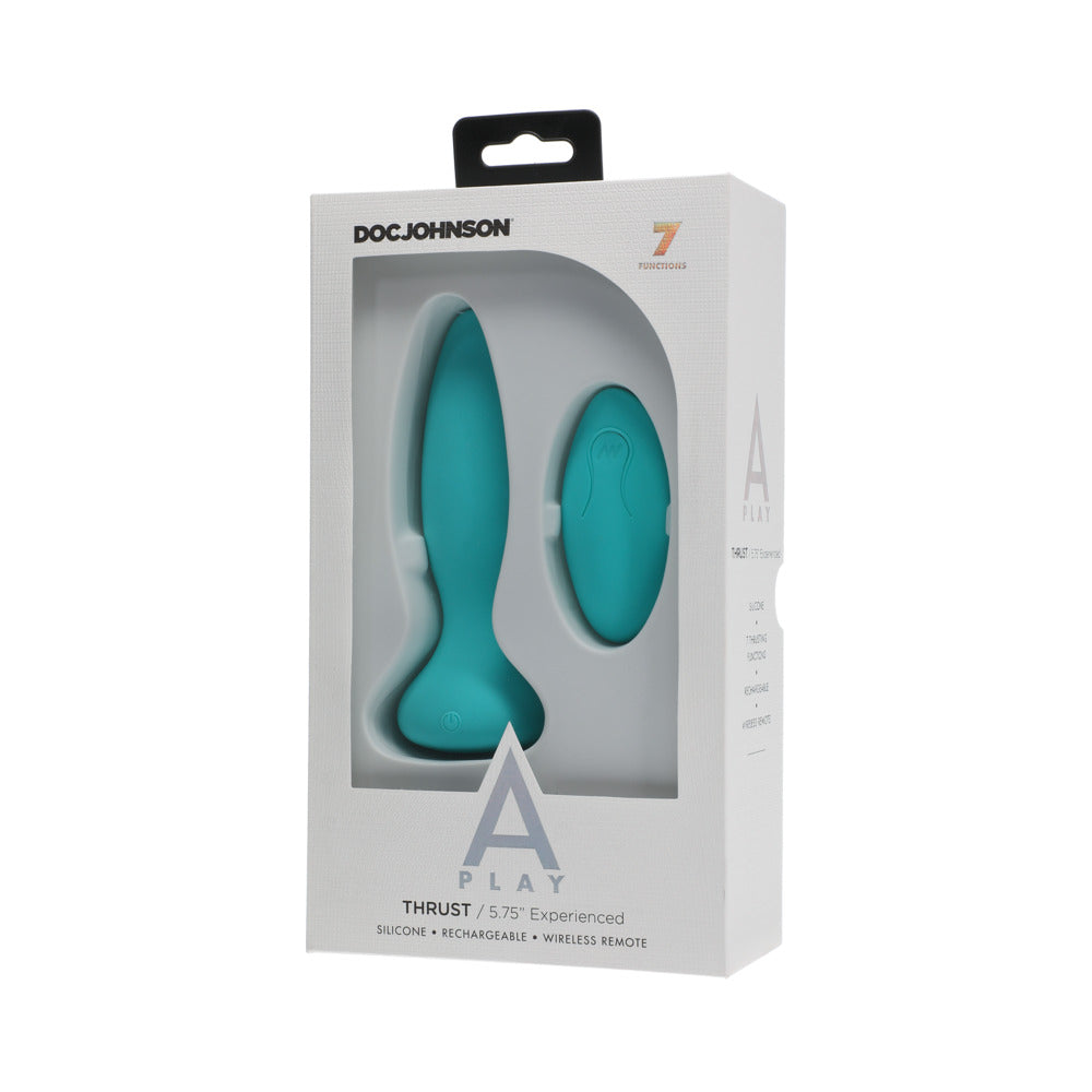 A Play Thrust Experienced Rechargeable Silicone Anal Plug W/Remote - Teal