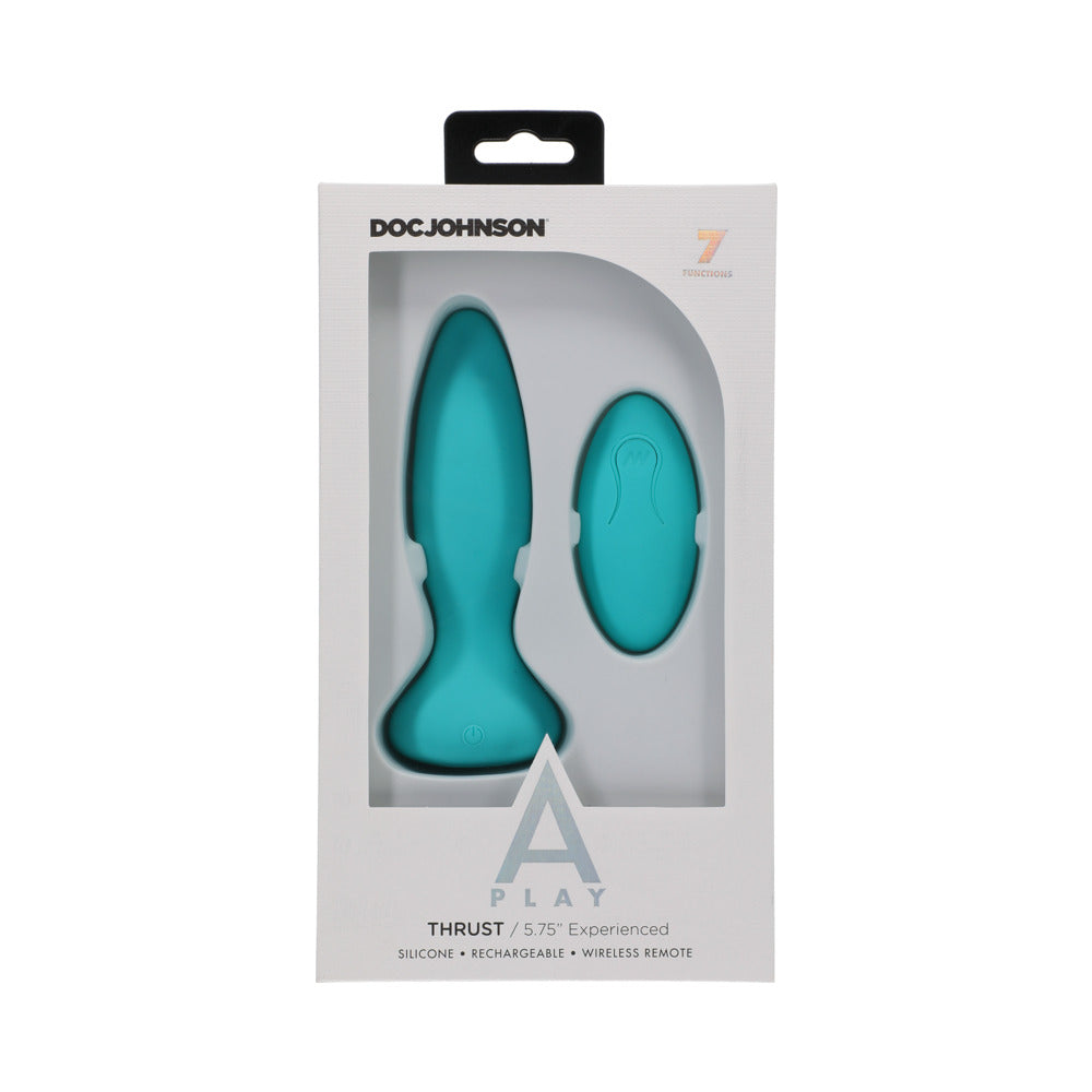 A Play Thrust Experienced Rechargeable Silicone Anal Plug W/Remote - Teal