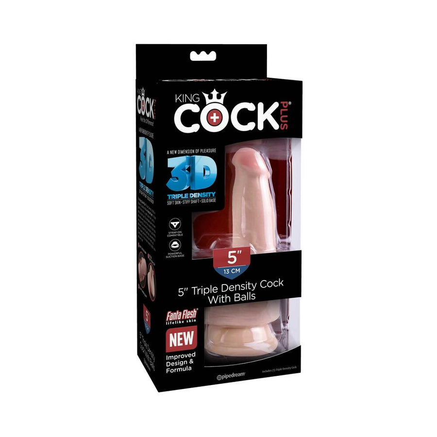 King Cock Triple Density 5 inches Dildo with Balls Beige