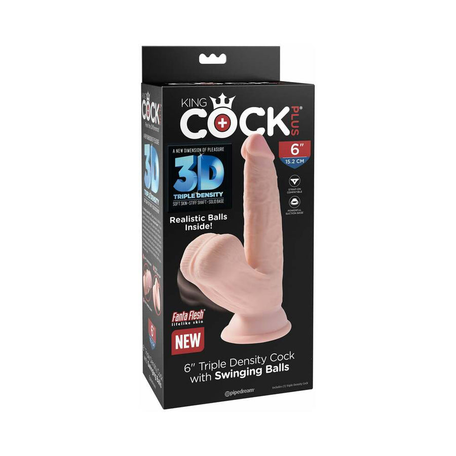 King Cock Triple Density Cock 6 In With Swinging Balls