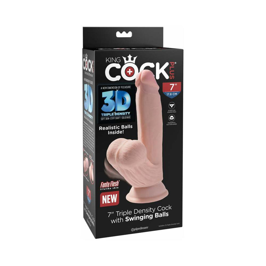 King Cock Triple Density 7 inch Realistic Dildo with Swinging Balls