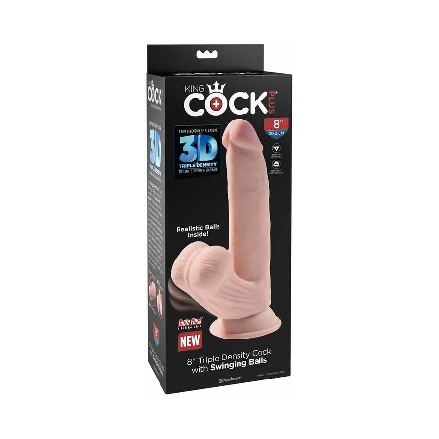 King Cock Triple Density Cock 8 In With Swinging Balls