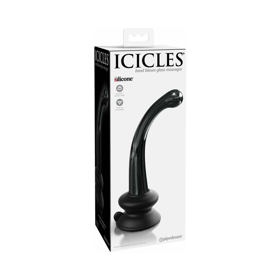 Icicles No. 87 - Glass Suction Cup G-spot Wand - Black